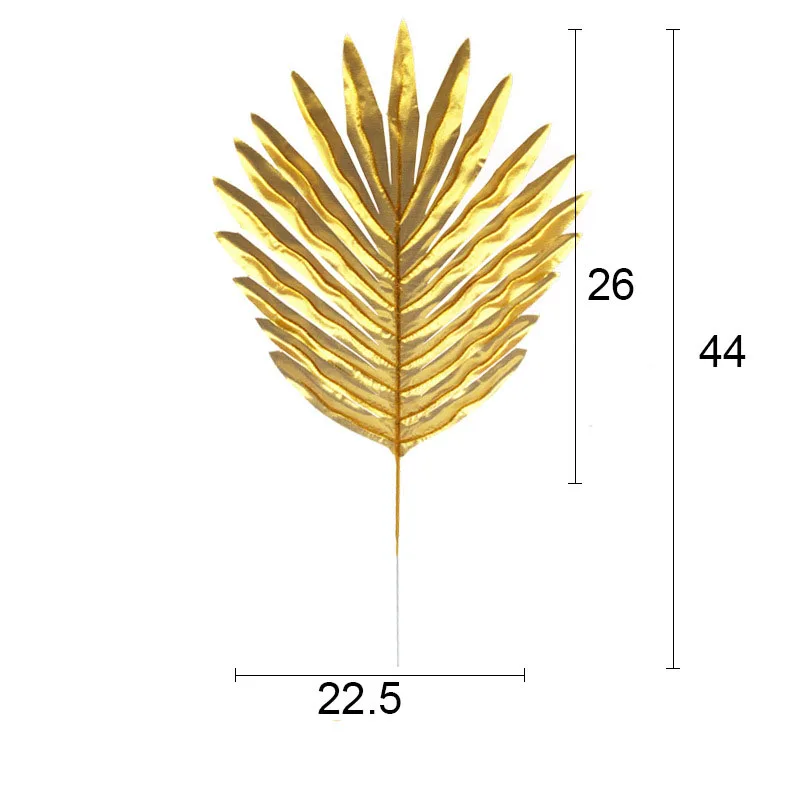 Gold Artificial Monstera Tropical Plam Tree Leaves Photography Background Fake Plants Wedding Birthday Party Home Decoration