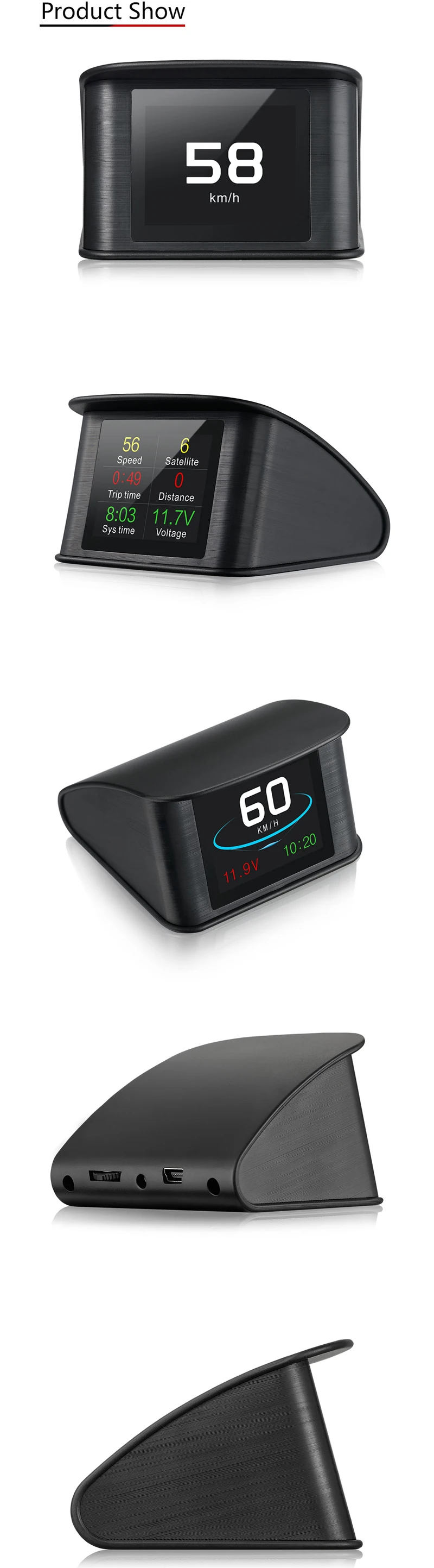 BigBigRoad Автомобильный дисплей Hud gps компьютер ветровое стекло проектор Спутниковое время высота одометр Предупреждение