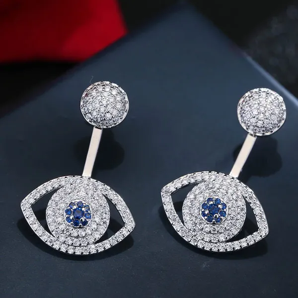 

Luxury Jewelry AAA Zircon Silver needle Earrings Eyes Earrings double side earrings for women gift party wedding Chirstmas Gift