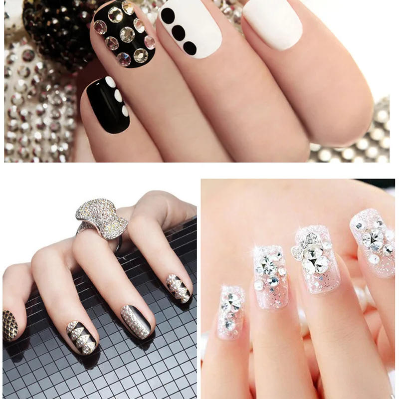 MIOBLET 1000 шт прозрачное стекло для ногтей блестки Стразы 3D украшения дизайна