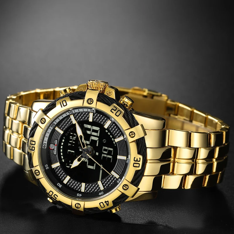 Reloj Hombre GOLDENHOUR золотые мужские часы спортивные водонепроницаемые цифровые