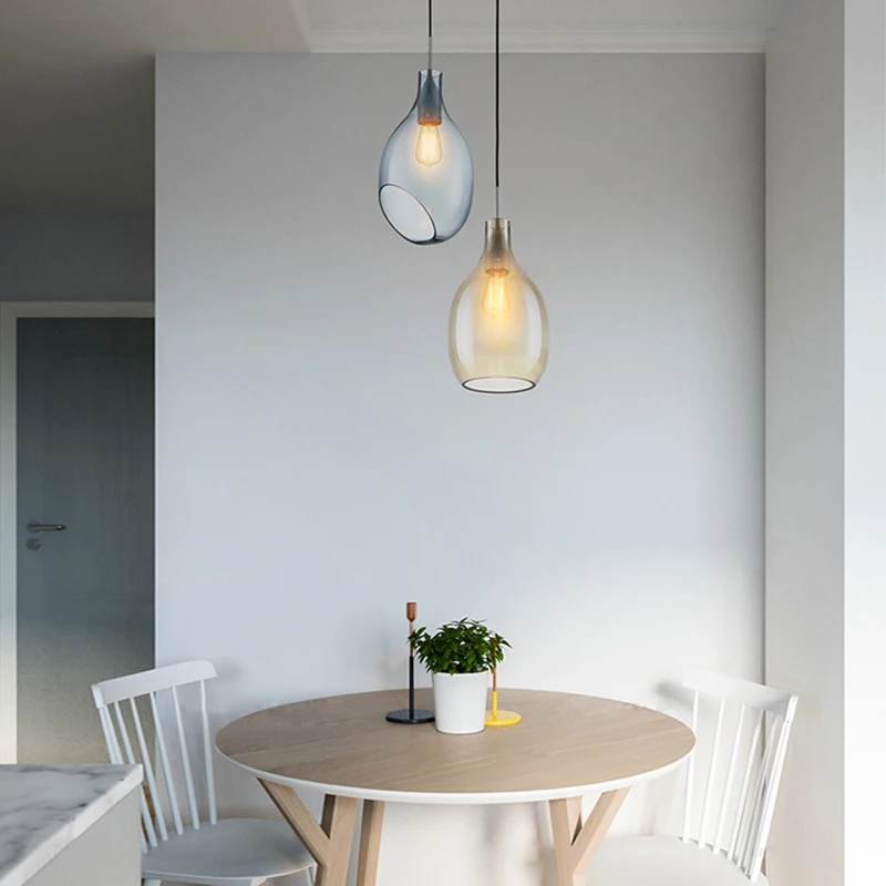 Nordic novelty glass pendant light LED E27 with 3 colors modern hanging lamp for home bedroom living room restaurant lobby hotel | Лампы и