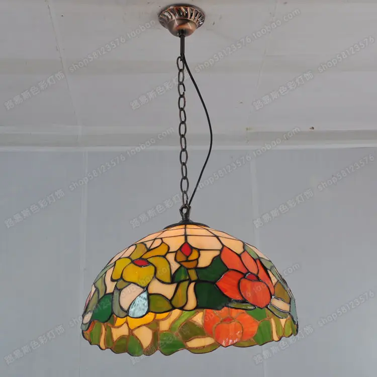 14 дюймовая люстра в форме лотоса американская пасторальная Люстра Тиффани для