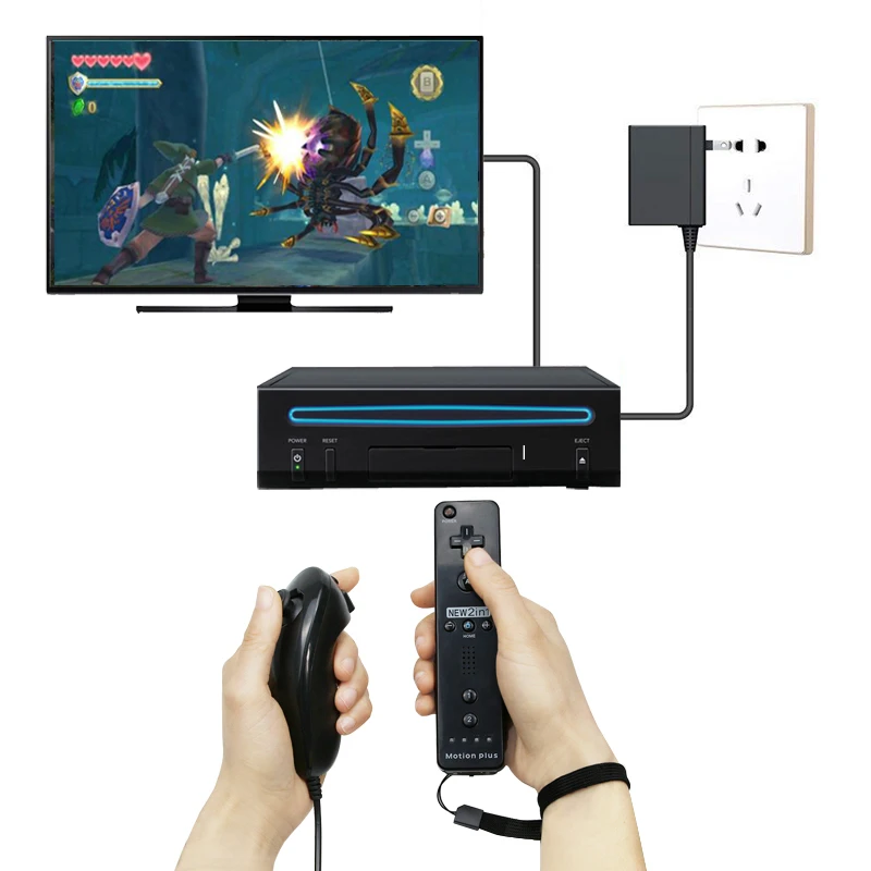 2 в 1 пульт дистанционного управления Nunchuk комбо Встроенный MOTION PLUS для Nintendo контроллера Wii контроллер с