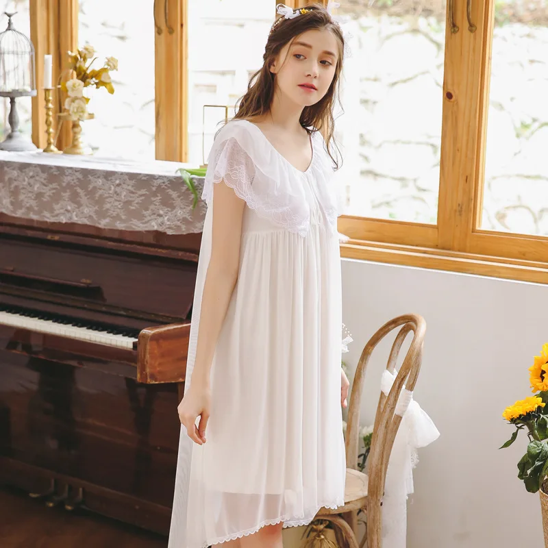 2019 сладкий v-образным вырезом одежда для сна Ночное платье Винтаж Ночная сорочка