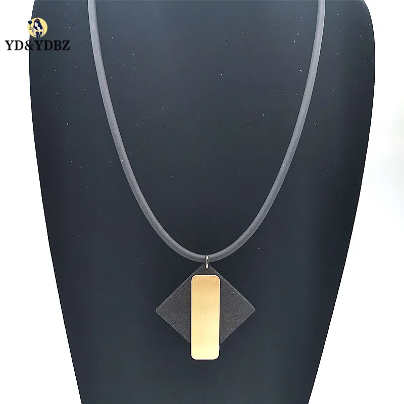 YD&ampYDBZ Fashion Rose Gold Pendant Womens Necklaces Jewelry Handmade Black Rubber Rope Accessories Friendship Necklace Gift | Украшения и