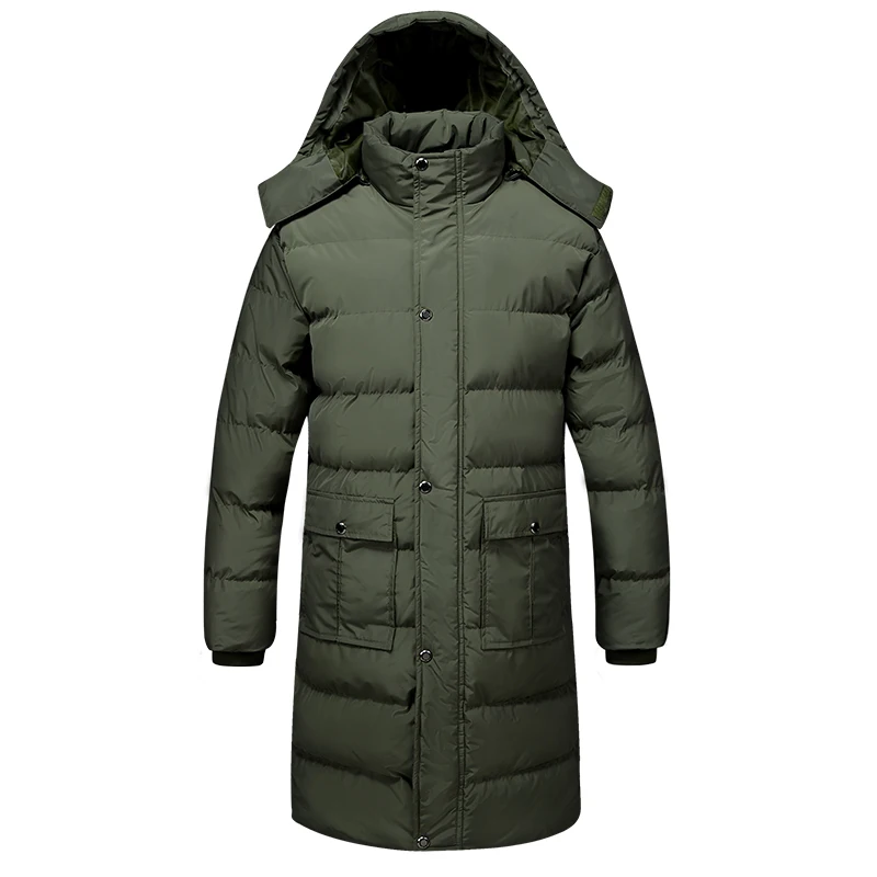 army green 17777 Varsanol новые мужские парки теплые куртки для мужчин зимняя куртка длинная стильная тонкая хлопковая куртка Пальто Верхняя одежда с капюшоном Высокое качество - Цвет: army green 17777