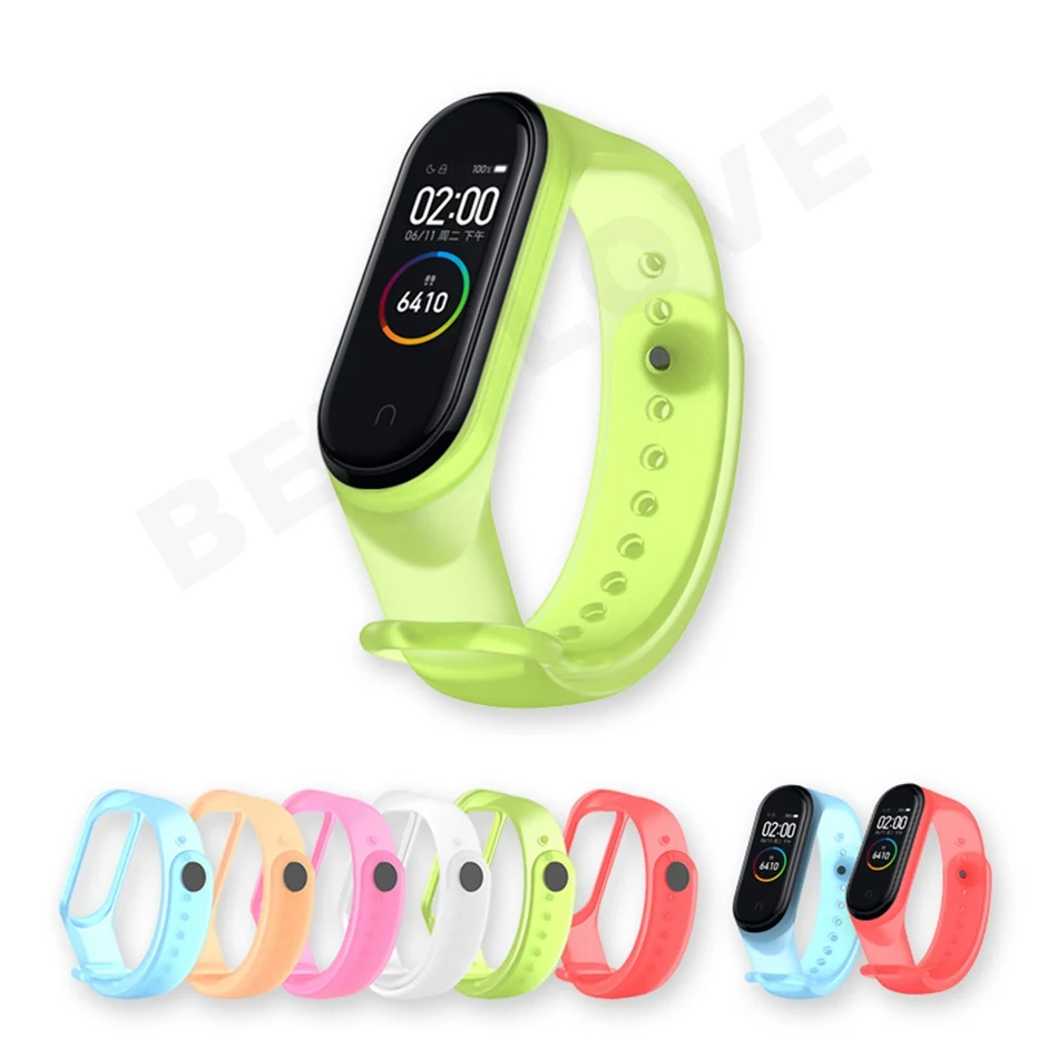 Прозрачный ремешок для Mi Band 3 4 Xiaomi силиконовый браслет band NFC аксессуары смарт