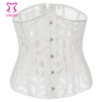 blackwhite mesh fishnet leather corset underbust steel boned corset bustier cincher corselet waist trainer cincher lingerie