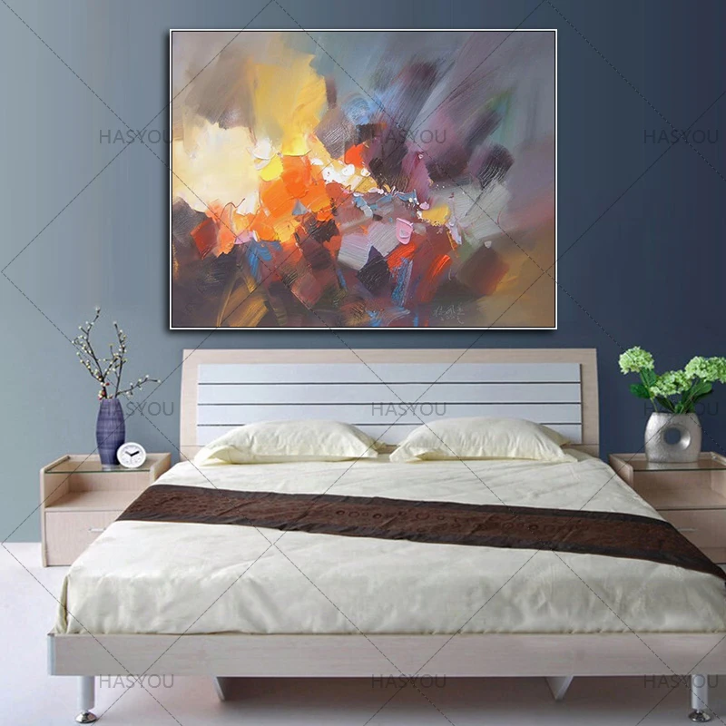 100% handpainted knife oil painting on canvas modern abstract wall Art Decor colourful picture art room home decoration | Дом и сад