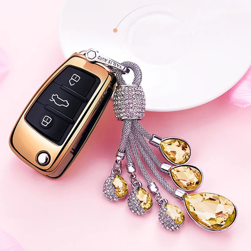 A-Gold keyring Новое поступление, подарок при покупке! мягкий яркий TPU чехол для автомобиля чехол для ключей для автомобиля Audi Q3 A4L A6L Q5 Q7 A1 A3 A4 A5 A7 A8 C6 R8 Брелок «Обложка» автомобиль защиты аксессуары - Название цвета: A-Gold keyring