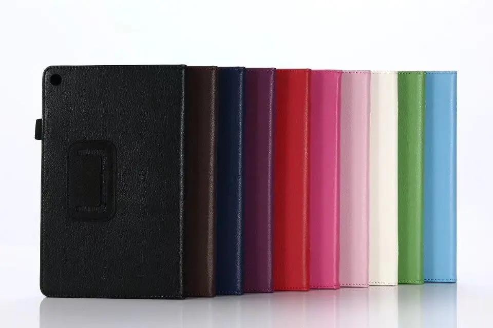 Тонкий 2 folder Folio lichi чехол книжка из искусственной кожи для Amazon Kindle Fire HD 8 2018 2017