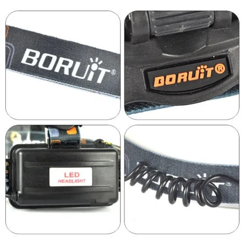 Boruit 3x XM-L T6+ 2R2 синий светодиодный налобный фонарь 6000лм головной светильник фонарь+ 2X18650+ зарядное устройство для кемпинга портативный светильник для пеших прогулок рыбалки и велоспорта