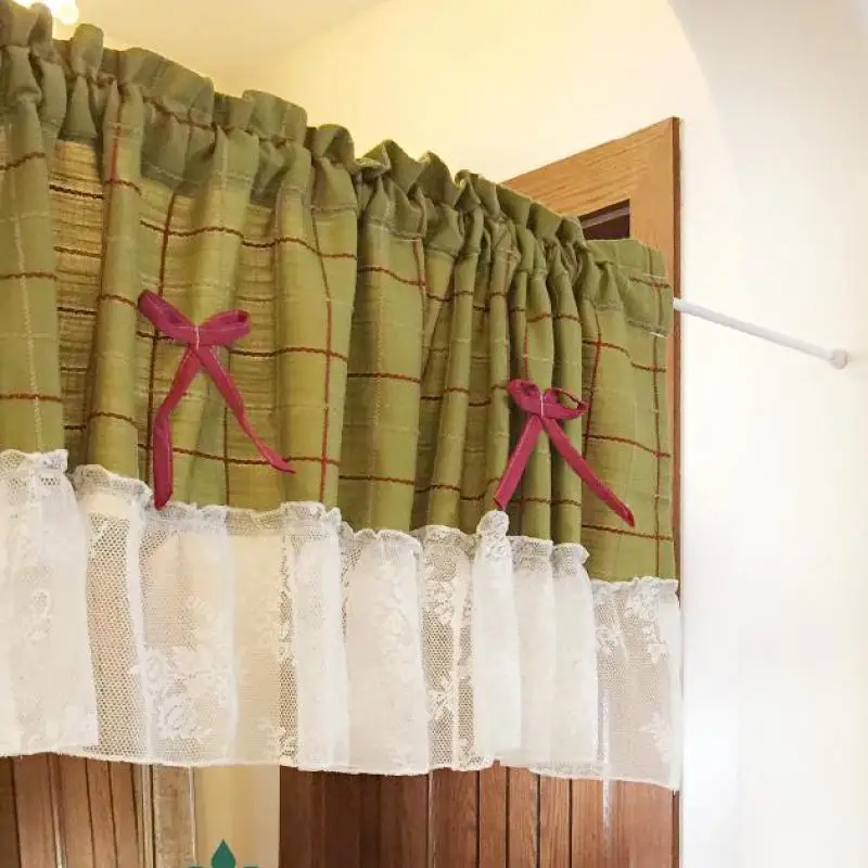 Короткие Кофе Шторы половина Кружево хлопок толстые Пастораль высокое качество