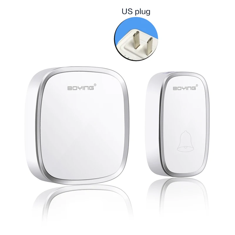 US plug Белый дверной звонок беспроводной звонок Водонепроницаемый пульт дистанционного управления ЕС Великобритания США штекер беспроводной дверной звонок батарея 1 Кнопка 1 приемник беспроводной дверной звонок - Цвет: US plug