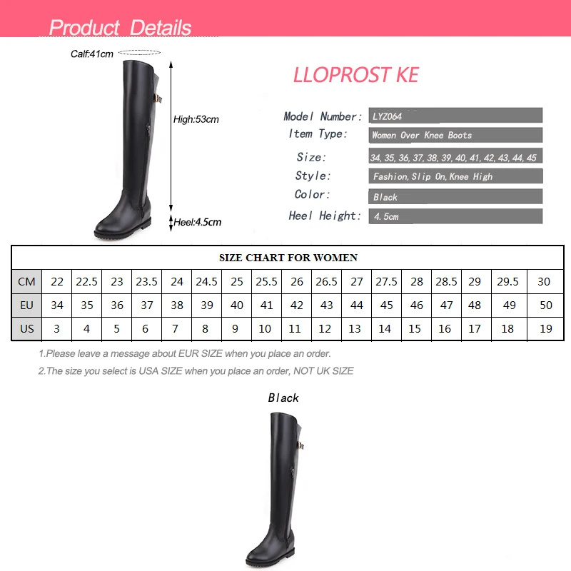 

LLOPROST KE Women Over Knee Boots 2017 Autumn Winter Hot Selling Fashion Women Boots Warm Non-Slip Shoes Size 34-45 LYZ064