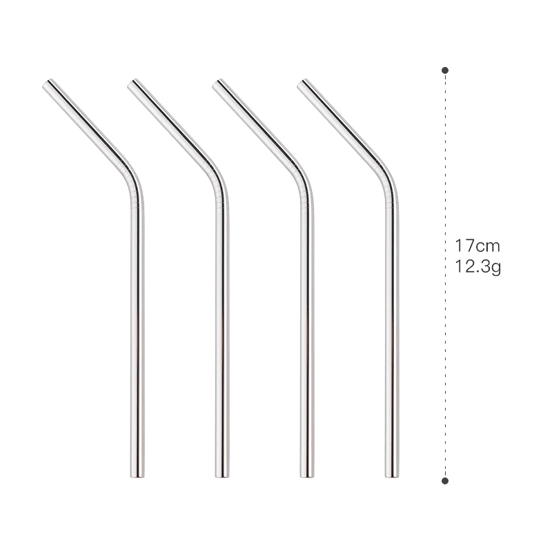 Silver Bent 18 см короткая Питьевая Солома для детей соломка из нержавеющей стали многоразовые 100 шт радужные металлические соломинки с кистями пищевой сорт для сочных - Цвет: Silver Bent