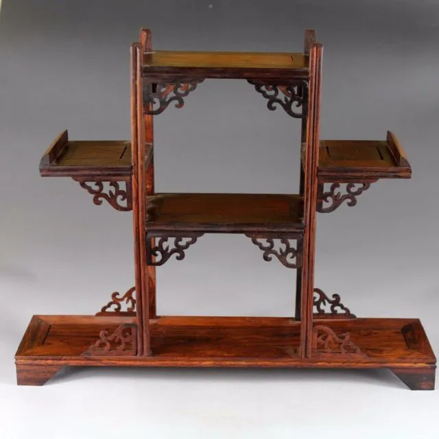 

Изысканная Китайская классическая полка-витрина из древесины розового дерева ручной работы.