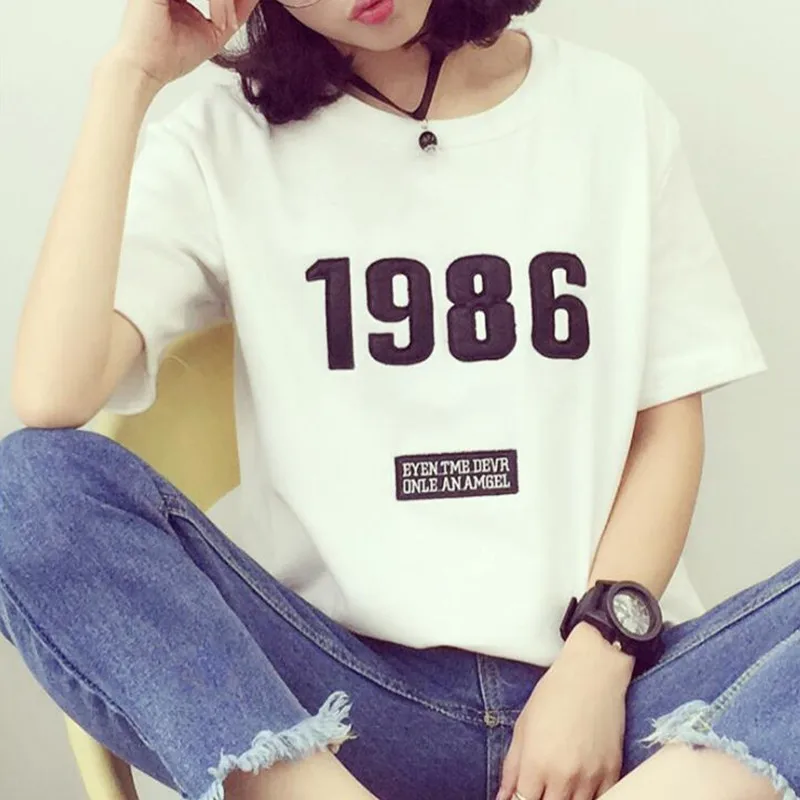 2017 летняя новая футболка с коротким рукавом желтая белая черная буквами