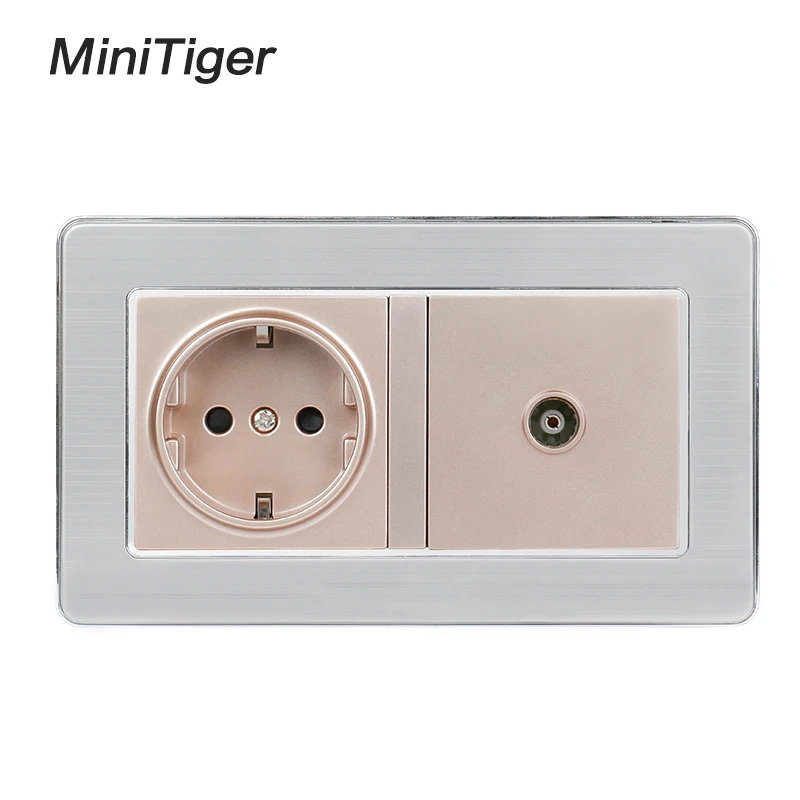 Настенная розетка Minitiger 16 А для России Испании с заземлением гнездо питания