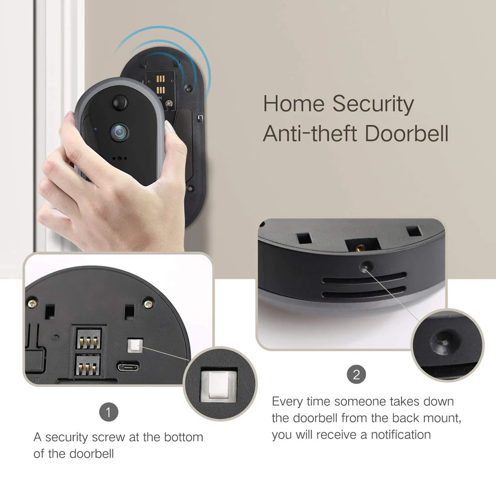 Yiktree HD 1080P Wifi видео дверной звонок беспроводная домашняя батарейка камера двухсторонняя аудио разговора ночное видение PIR Смарт дверной звонок кольцо