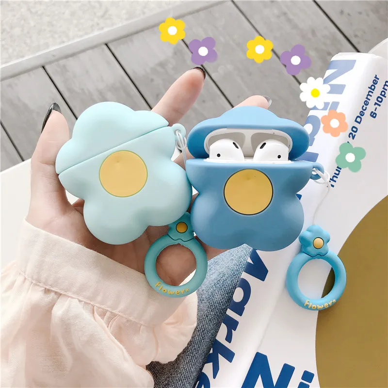 Красивый чехол с цветочным рисунком для AirPods мягкий силиконовый наушников Bluetooth