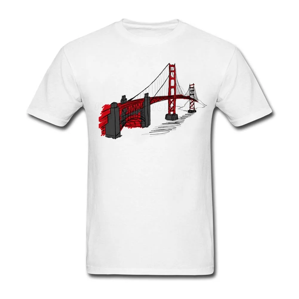 

New Design Print T Shirt Fashion Golden Gate Bridge Man T Shirt Tops Boy Short Sleeve T shirt Teenage Latest Clothing