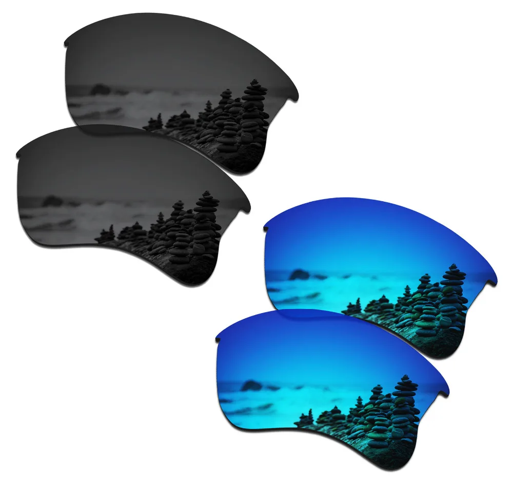 

SmartVLT 2 Pairs Polarized Sunglasses Replacement Lenses for Oakley Flak Jacket XLJ Stealth Black and Ice Blue