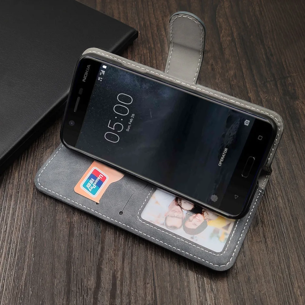 Роскошный чехол-бумажник для Nokia 1, 2, 3, 5, 6, 7, 8, Plus, винтажный кожаный чехол-книжка из ТПУ и силикона, чехол с отделениями для визиток