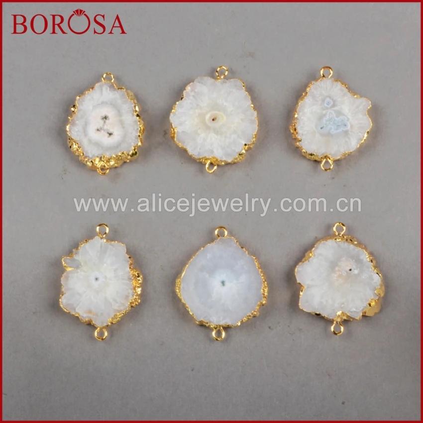 BOROSA New Arrival Natural Solar Quartz Connector Gold Color Sun Flower White Jewelry G225 | Украшения и аксессуары
