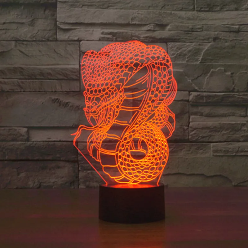 Кобра настольная лампа 7 цветов Изменение Настольная 3d лампы Новинка