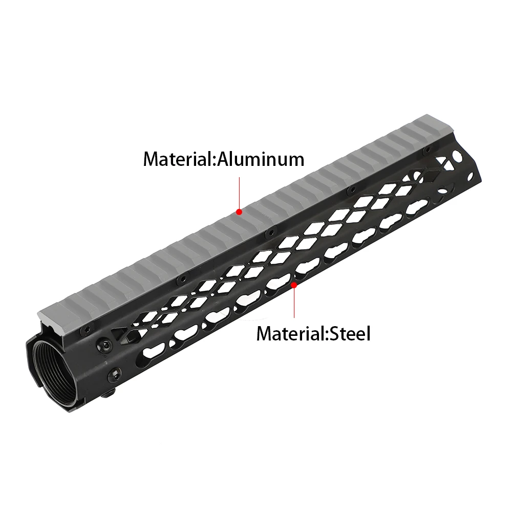 Тонкий стиль AR15 10 дюймов стальной свободный поплавок Keymod Handguard Пикатинни для тактических винтовок крепления со стальной бочковой гайкой