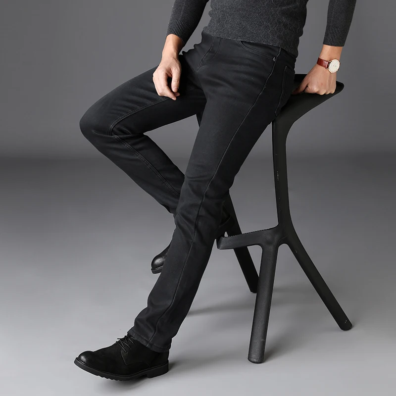 Leisure Jeans Brand Clothing Men's Slim Fashion Jeans High Quality Male Elastic Gray Skinny
