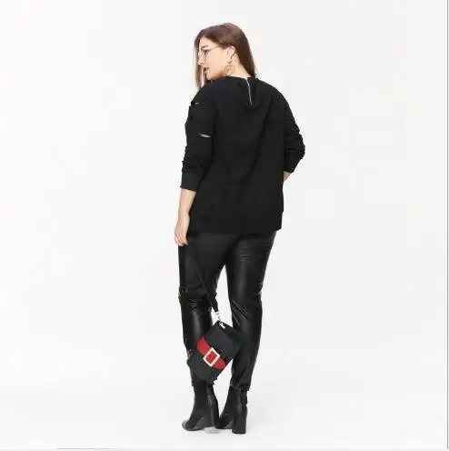 2018 Work Office Style Elegant Winter 3XL 4XL 5XL Plus Size Hollow Out Long Sleeve Black Women Sid E745 | Женская одежда