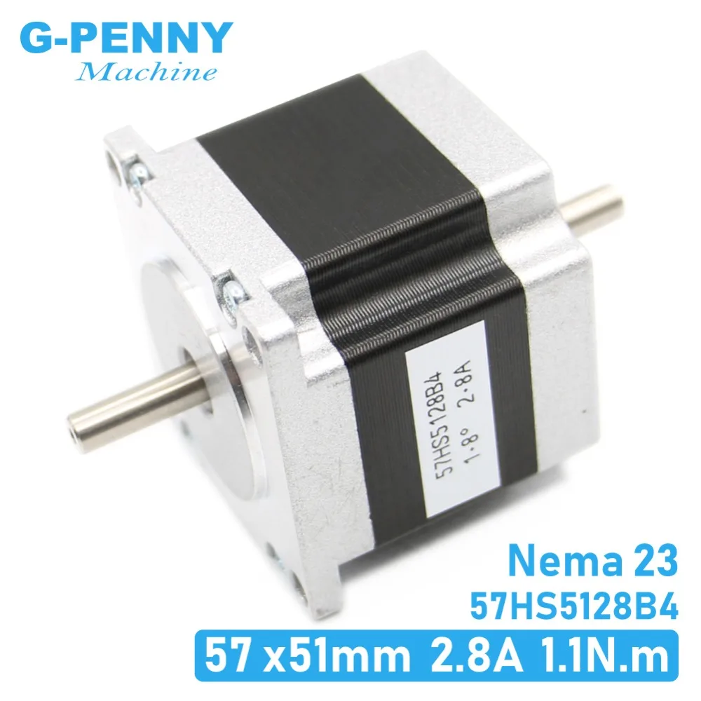 Двухвальный шаговый двигатель Nema23 1 нм 2 8 A 6 35 мм двойной вал 157Oz-in 57x51 для