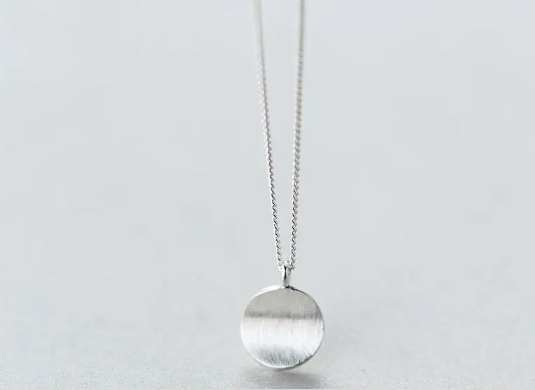 

minimalism Real. 925 Sterling Silver Jewelry Lucky Geometric Round Pendant Necklace Women's new GTLX1145