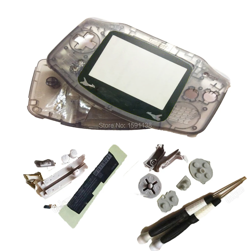 Новый прозрачный черный корпус с запасными частями для консоли GameBoyAdvance крышка