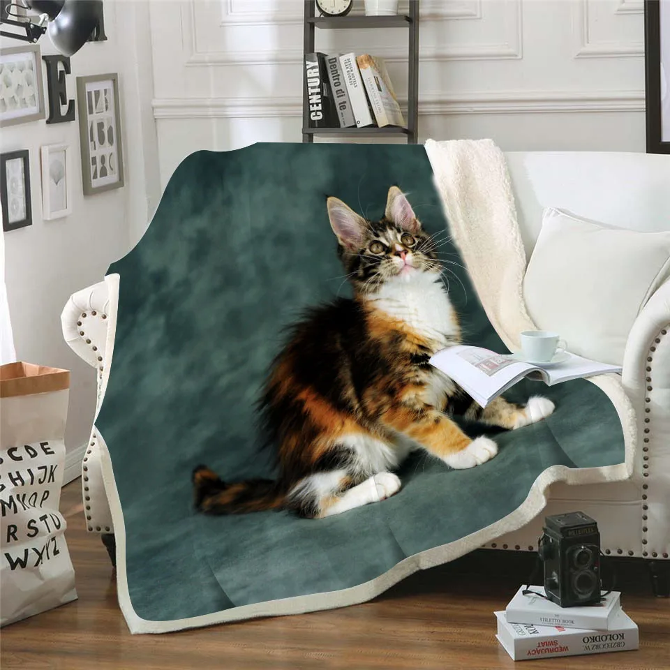 

Cat Custom Made Plush Throw Blanket Dropshipping Print on Demand Sherpa Blanket for Bed Customized DIY Thin Quilt