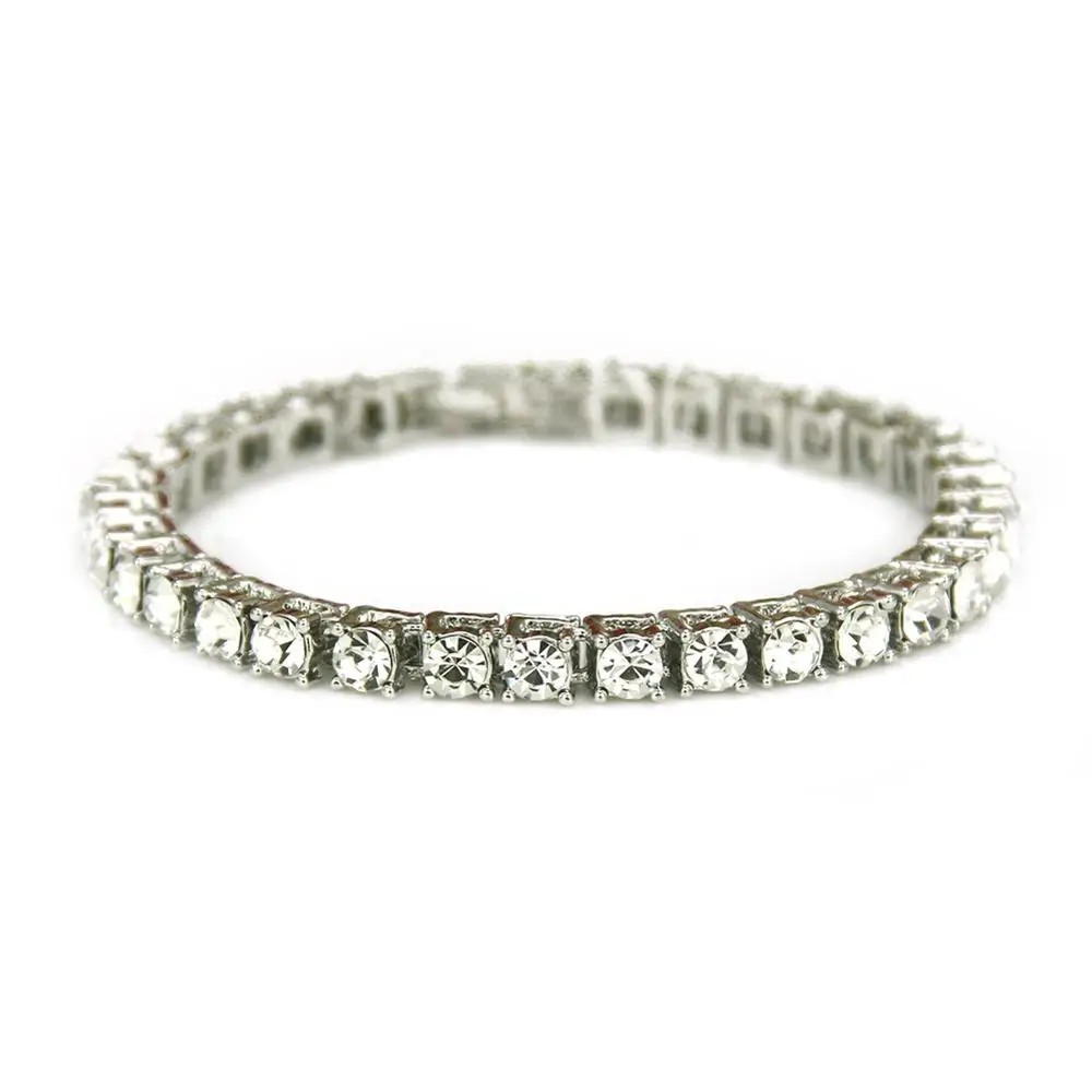 Серебряный/золотой/черный Iced Out 1 ряд браслет для мужчин стразы цепь Bling горный хрусталь браслет для женщин