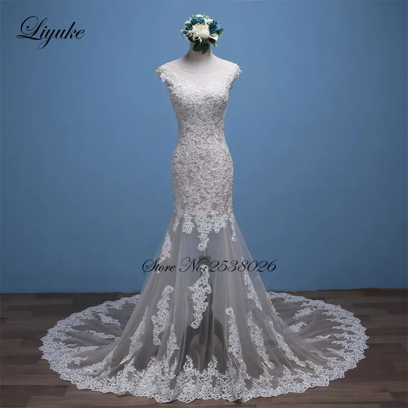 Роскошное Тюлевое свадебное платье русалка без рукавов с чудесной аппликацией