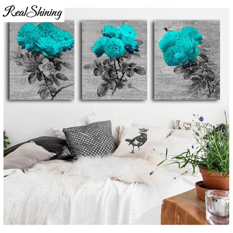 

5d алмазная живопись «сделай сам», вышивка крестиком, синяя Роза, цветы, полная выкладка, круглая Алмазная вышивка, Алмазная мозаика, 3 шт. FS6441