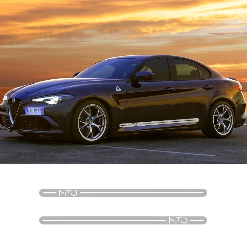 2PCS Vinyl Decal Door Side Skirt Strip Car Body Customized Stickers Sport Styling For Alfa Romeo Stelvio Giulia 4C Giulietta | Автомобили