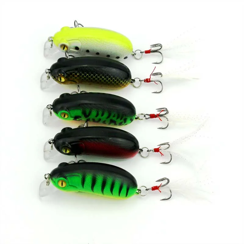 5 шт. в партии 6 см 10g Crank рыбалки Minnow приманки и головной повязкой с пером жесткий