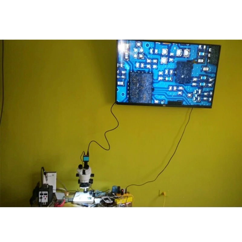 HAYEAR Simul Focal 3.5X 90X Тринокулярный 16 МП стерео микроскоп камера 0.5X Барлоу 144 LED