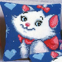 TH Cat 02 DIY Набор для рукоделия Подушка с вышивкой из акриловой пряжи Гобелен Холст Подушка спереди вышивка крестом наволочка - Цвет: Светло-желтый