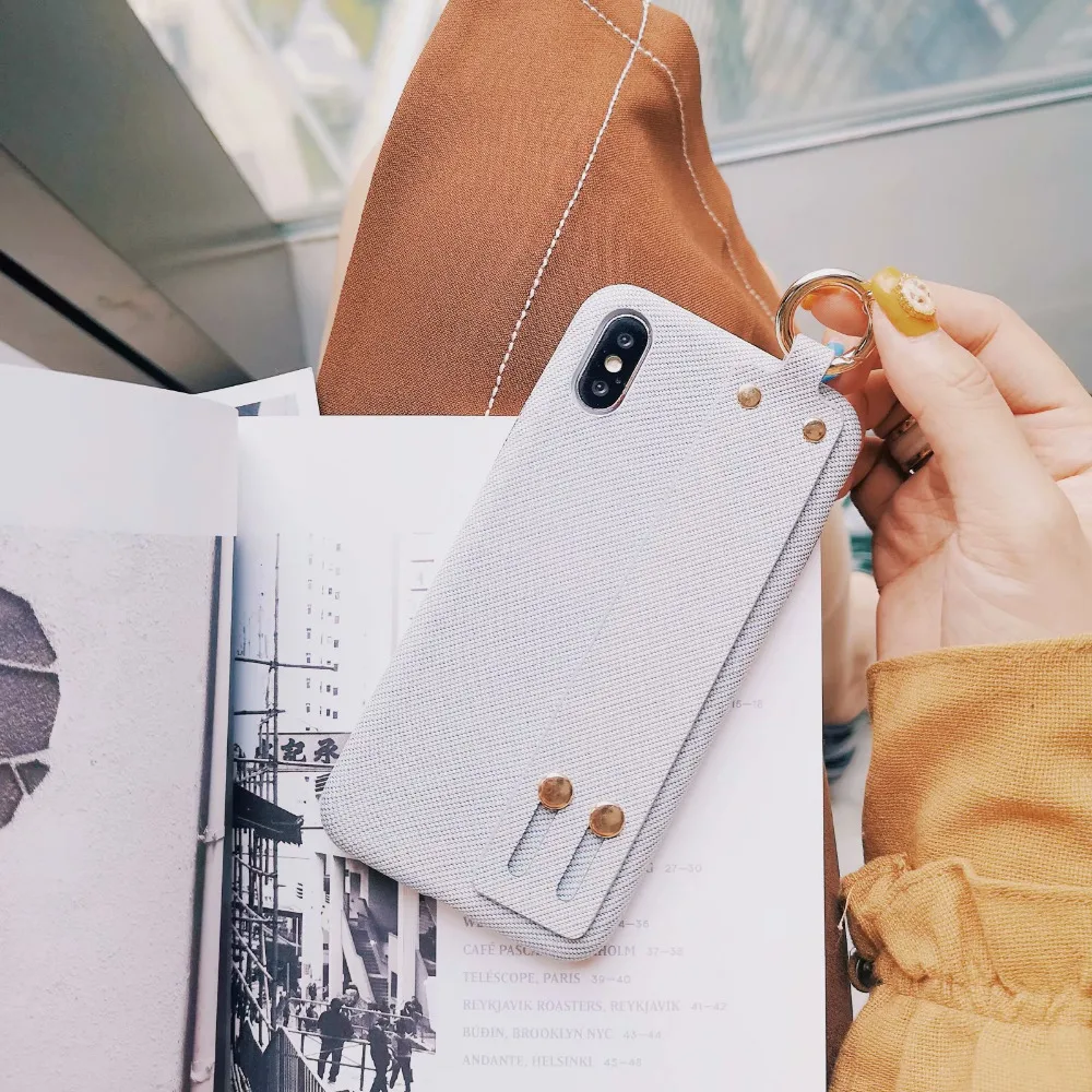 DISSCASE Simple Candy Color Wrist Band Phone Case For iphone 8 7 XS MAX XR X 6 6S PLUS Cases PC Hard Shell Bracket Function Capa | Мобильные