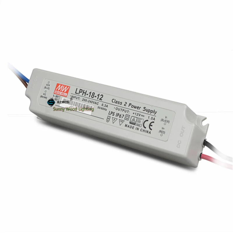 2 шт./лот IP67 LPS класс 200-240Vac вход 12VDC выход питания 1.5A 18 Вт драйвер для наружного CE