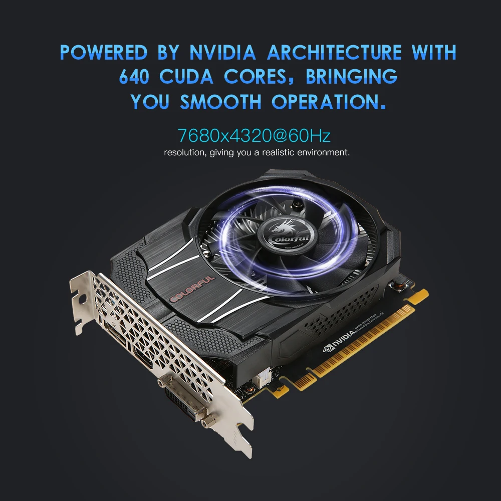 Красочная видеокарта NVIDIA GeForce GTX1050 OC 2G 1354/1455MHz 7 Гбит/с GDDR5 видеокарта 128 бит PCI-E с портом HDMI DP DVI-D