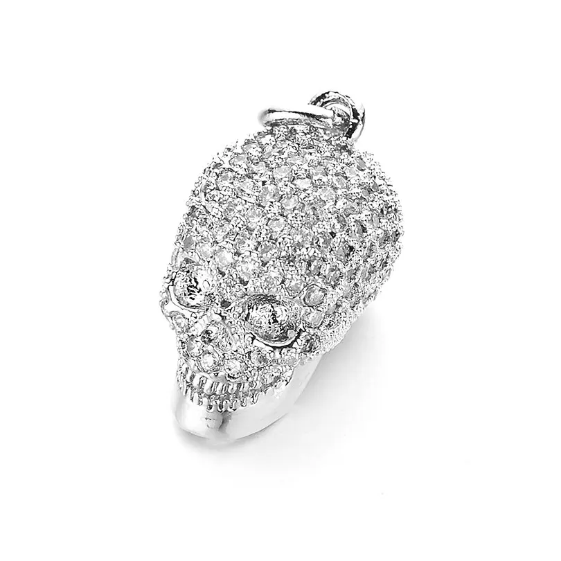 silver Pipitree Изящные полностью покрытые микро фианитами Подвески в виде скелета черепа, подвеска, ожерелье, винтажное самодельное украшение для изготовления ювелирных изделий - Окраска металла: silver