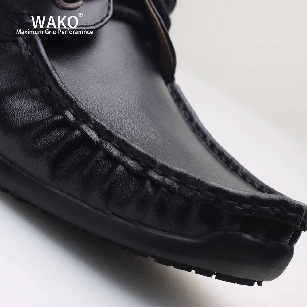 WAKO/Для мужчин Для женщин обувь повара черные кожаные туфли с нескользящей